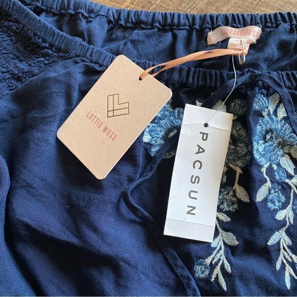 PacSun Top Peasant Festival Embroidered Tassel Cropped Boho NEW Medium - Picture 2 of 13